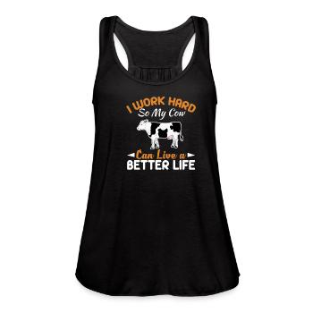 Cow - Women's Flowy Tank Top by Bella - black - Front - Julia (174cm)