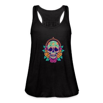 Cinco De Mayo Calavera Skull Day Of The Deads - Women's Flowy Tank Top by Bella - black - Front - Julia (174cm)