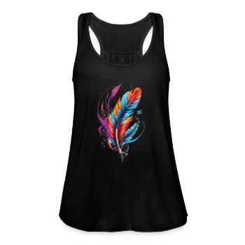 Super Pen Watercolor Design T shirt - Women's Flowy Tank Top by Bella - black - Front - Julia (174cm)