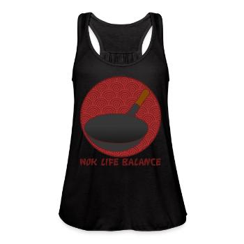 Wok Joke Pan - Women's Flowy Tank Top by Bella - black - Front - Julia (174cm)