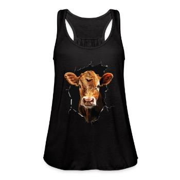 Cow - Women's Flowy Tank Top by Bella - black - Front - Julia (174cm)