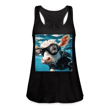 Cow - Women's Flowy Tank Top by Bella - black - Front - Julia (174cm)