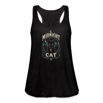 Midnight Cat Tshirt - Women's Flowy Tank Top by Bella - black - Front - Julia (174cm)