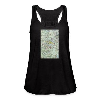 Vintage Airspace Circle Map  - Women's Flowy Tank Top by Bella - black - Front - Julia (174cm)