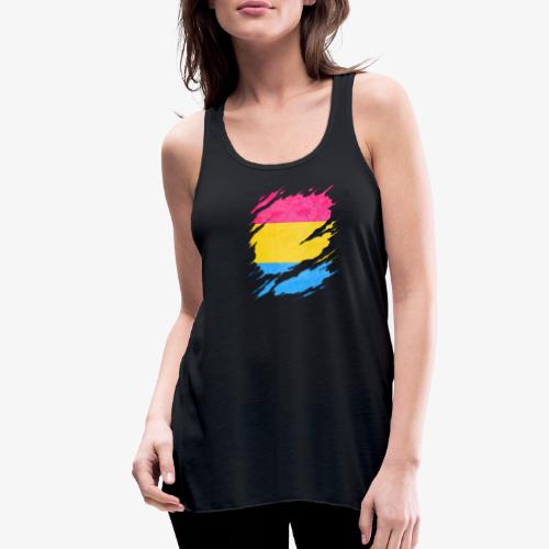 Pansexual Pride Flag Ripped Reveal - Women's Flowy Tank Top by Bella