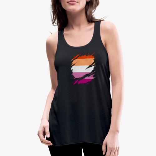 Lesbian Pride Flag Ripped Reveal - Women's Flowy Tank Top by Bella