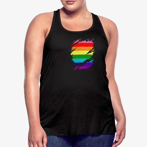 Original Gilbert Baker LGBT Gay Pride Flag Ripped - Women's Flowy Tank Top by Bella