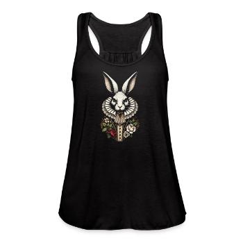 Vintage Victorian White Rabbit Gothic Art - Women's Flowy Tank Top by Bella - black - Front - Julia (174cm)