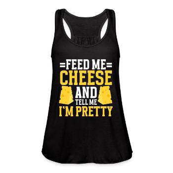 Cheese Lover Cheese - Women's Flowy Tank Top by Bella - black - Front - Julia (174cm)