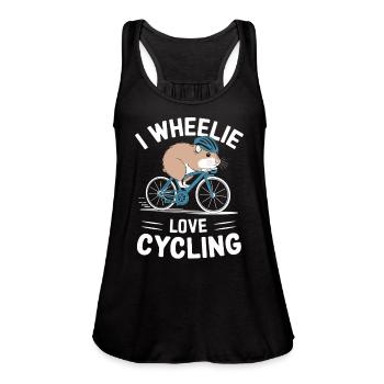 I Wheelie Love Cycling Hamster Humor - Women's Flowy Tank Top by Bella - black - Front - Julia (174cm)