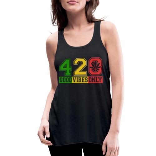 Witty 420 GoodVibes Herb Weed Marijuana Design - Women's Flowy Tank Top by Bella