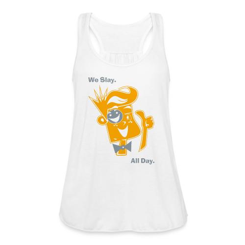 We Slay All Day Shiny Shirt Metallic Silver & Gold - Women's Flowy Tank Top by Bella