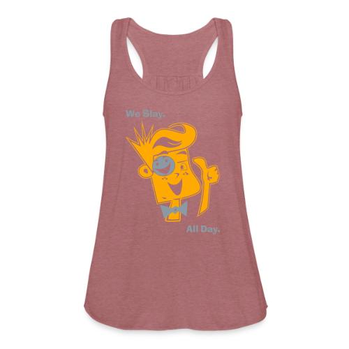 We Slay All Day Shiny Shirt Metallic Silver & Gold - Women's Flowy Tank Top by Bella