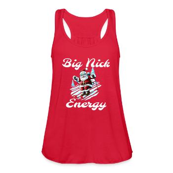 Big Nick Energy, Retro Santa - Women's Flowy Tank Top by Bella - red - Front - Julia (174cm)