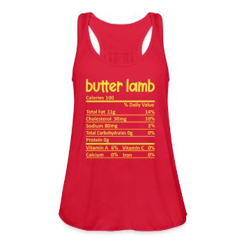Butter Lamb Calories Nutrition - Women's Flowy Tank Top by Bella - red - Front - Julia (174cm)