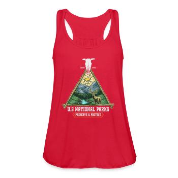 Us National Par Preserve And Protect - Outdoor - Women's Flowy Tank Top by Bella - red - Front - Julia (174cm)