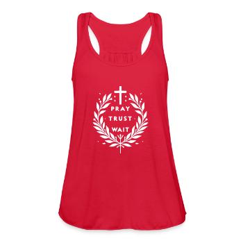Pray Trust Wait - Women's Flowy Tank Top by Bella - red - Front - Julia (174cm)