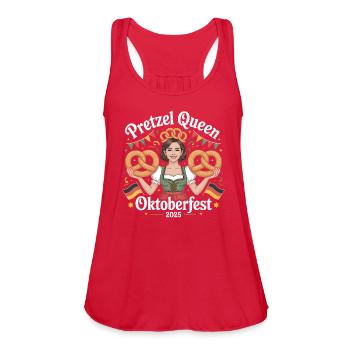 Oktoberfest 2025 Pretzel Queen Dirndl Design - Women's Flowy Tank Top by Bella - red - Front - Julia (174cm)