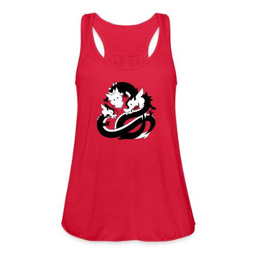 CAIS Core Values Dragons Inclusion BW on Red - Women's Flowy Tank Top by Bella
