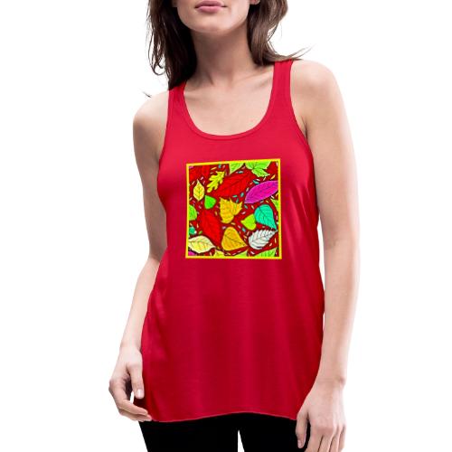 Rainbow Leaves Vibrant Pattern - Women's Flowy Tank Top by Bella