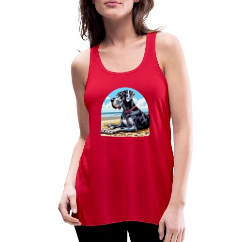 Great Dane On The Beach - Women's Flowy Tank Top by Bella