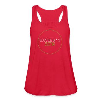 Hacker's Zen Mindfulness Tech Design - Women's Flowy Tank Top by Bella - red - Front - Julia (174cm)