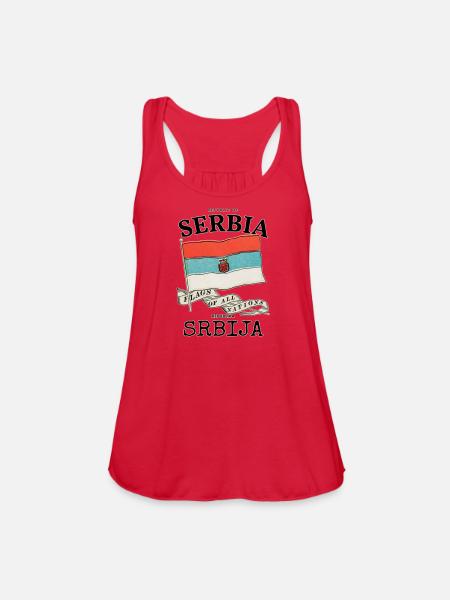 Vintage Serbia Country Flag T-Shirt - Women's Flowy Tank Top by Bella - red