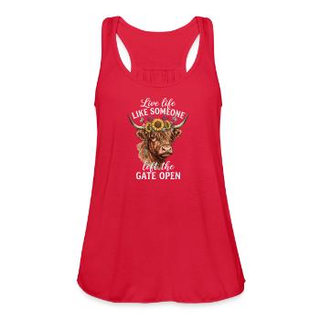 Highland Cow Sunflower Floral Inspirational Quote - Women's Flowy Tank Top by Bella - red - Front - Julia (174cm)