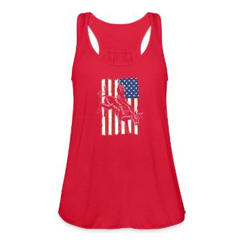 Patriotic Bull Riding USA Flag - Women's Flowy Tank Top by Bella - red - Front - Julia (174cm)