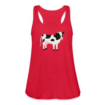 Cute Black and White Spotted Dairy Cow - Women's Flowy Tank Top by Bella - red - Front - Julia (174cm)