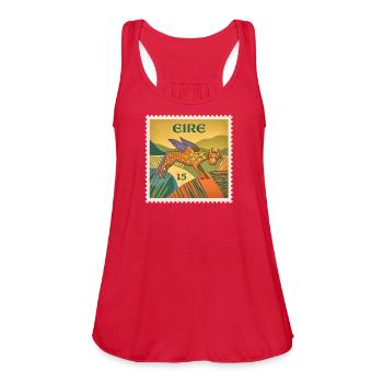 Vintage Eire Irish Winged Bull Postage Stamp Art - Women's Flowy Tank Top by Bella - red - Front - Julia (174cm)