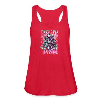 Raccoon Rizz 'em with the 'Tism Crew Neon Retro  - Women's Flowy Tank Top by Bella - red - Front - Julia (174cm)