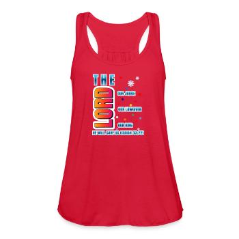 The Lord is Our Judge, Lawgiver & King - Women's Flowy Tank Top by Bella - red - Front - Julia (174cm)