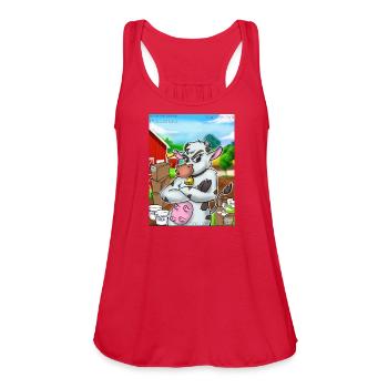 Cunning Cow - Women's Flowy Tank Top by Bella - red - Front - Julia (174cm)