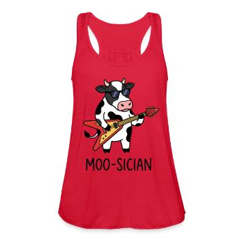 MooSician Guitar Cow - Women's Flowy Tank Top by Bella - red - Front - Julia (174cm)