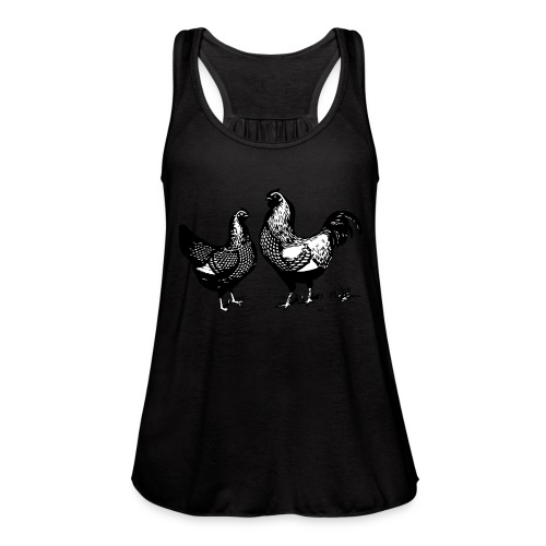 Vintage Rooster and Hen - farm style - Women's Flowy Tank Top by Bella