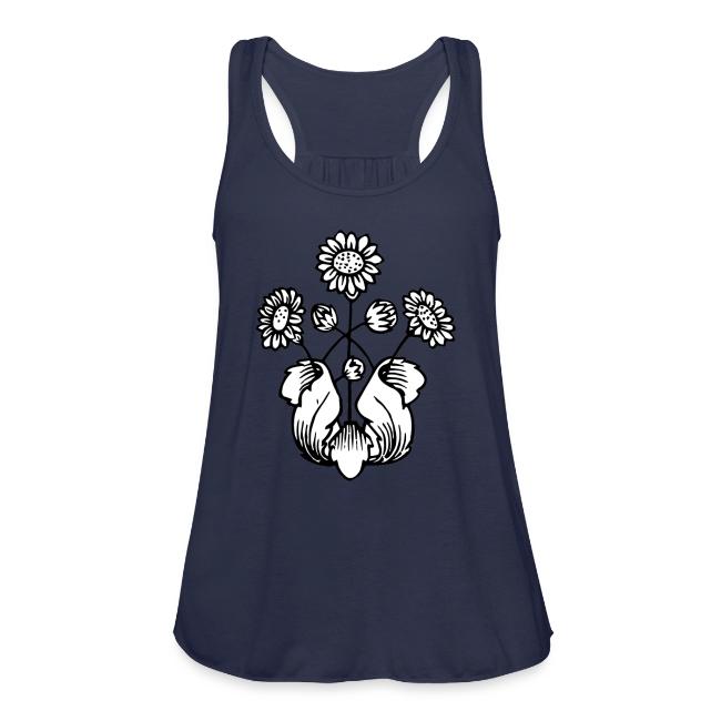 Vintage Sunflower Motif - Black Ink, White Fill