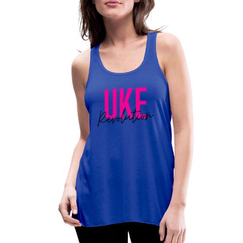 Front Only Pink Uke Revolution Name Logo - Women's Flowy Tank Top by Bella