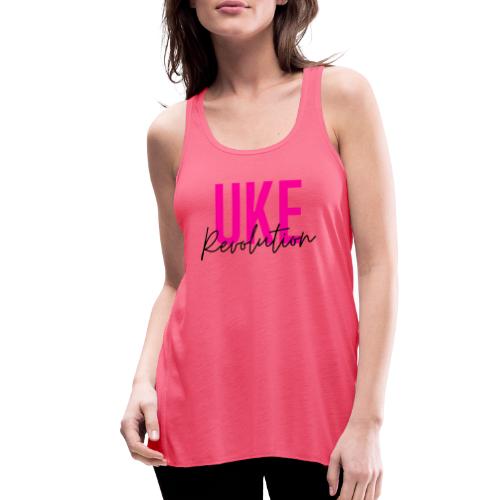 Front Only Pink Uke Revolution Name Logo - Women's Flowy Tank Top by Bella