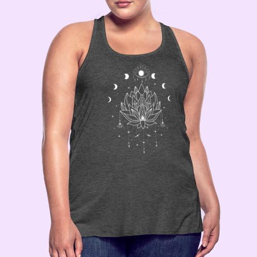 Third Eye White Lotus Flower - Moon Cycle Design - Women's Flowy Tank Top by Bella