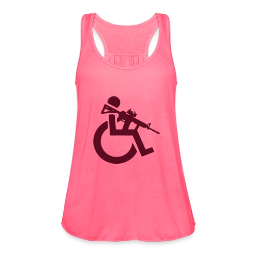 Image of a wheelchair user armed with rifle - Women's Flowy Tank Top by Bella