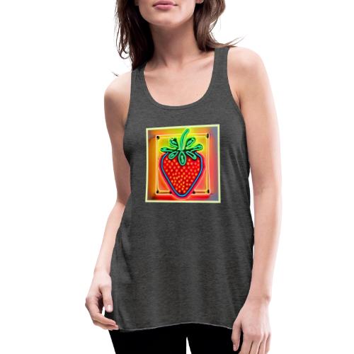 Colorful Strawberry Neon Glow - Women's Flowy Tank Top by Bella