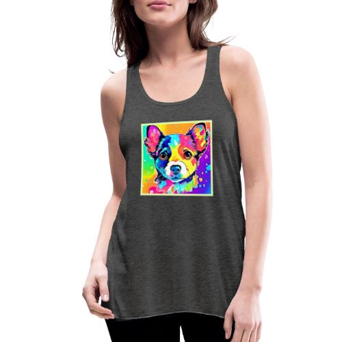 Vivid Puppy Vibes Art Design - Women's Flowy Tank Top by Bella