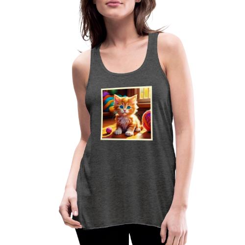 Cute Orange Kitten Art - Women's Flowy Tank Top by Bella