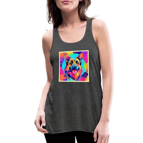 Vibrant Canine: Happy Puppy Love - Women's Flowy Tank Top by Bella
