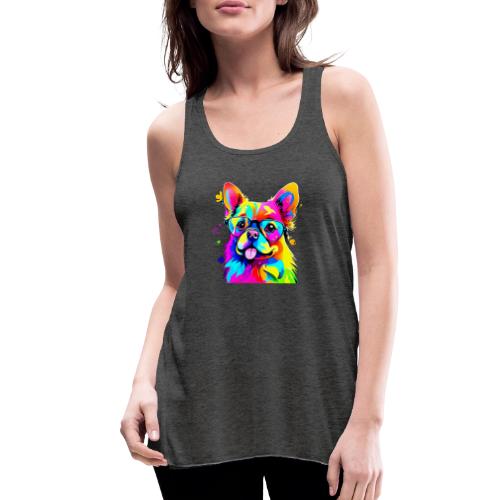 Vibrant Pup: Abstract Dog Art - Women's Flowy Tank Top by Bella