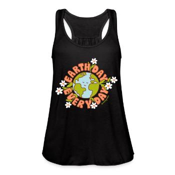 Earth Day Every Day - Women's Flowy Tank Top by Bella - navy - Front - Julia (174cm)
