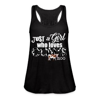 Just a Girl Who Loves Cows - Women's Flowy Tank Top by Bella - navy - Front - Julia (174cm)