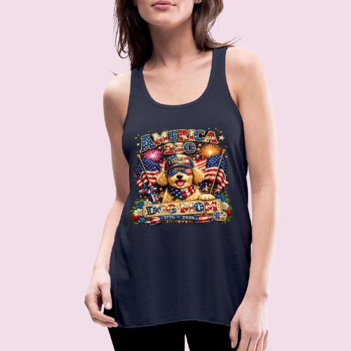America 250 Dog Mom Patriotic Goldendoodle Shirt - Women's Flowy Tank Top by Bella