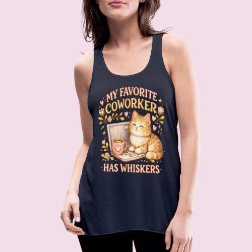 My Favorite Coworker Has Whiskers Faux Stitched - Women's Flowy Tank Top by Bella